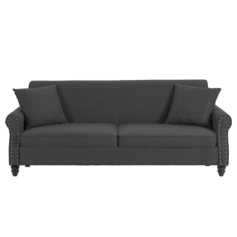 Sofa 73" mit Nagelkopfbesatz & gerollten Armlehnen