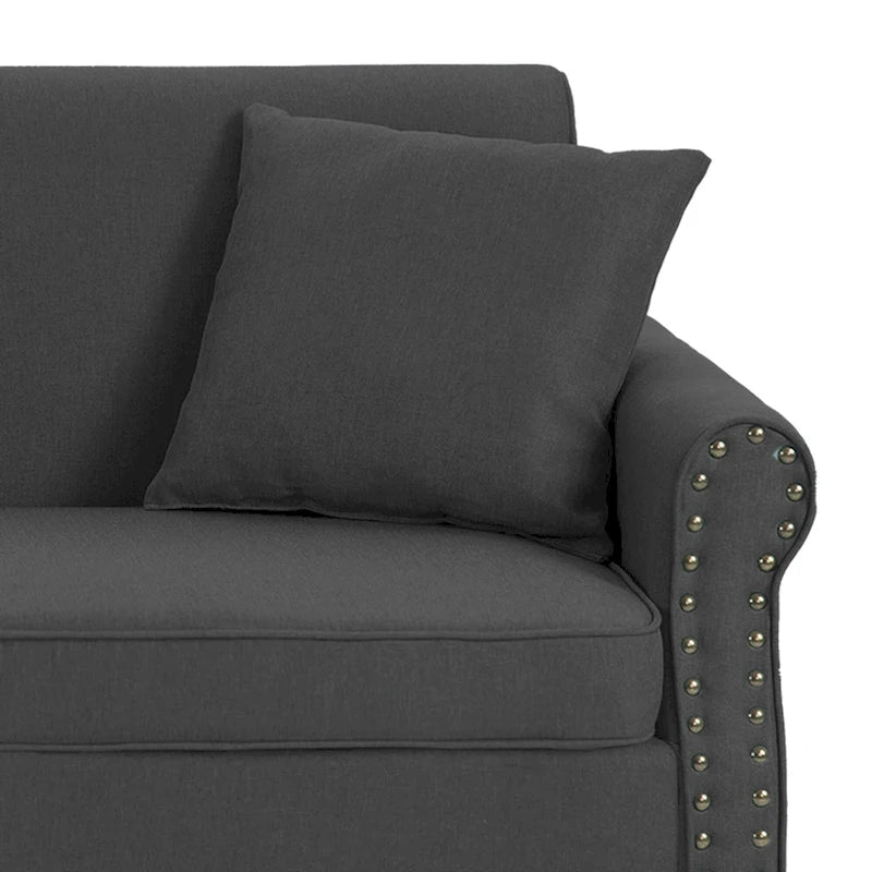 Sofa 73" mit Nagelkopfbesatz & gerollten Armlehnen