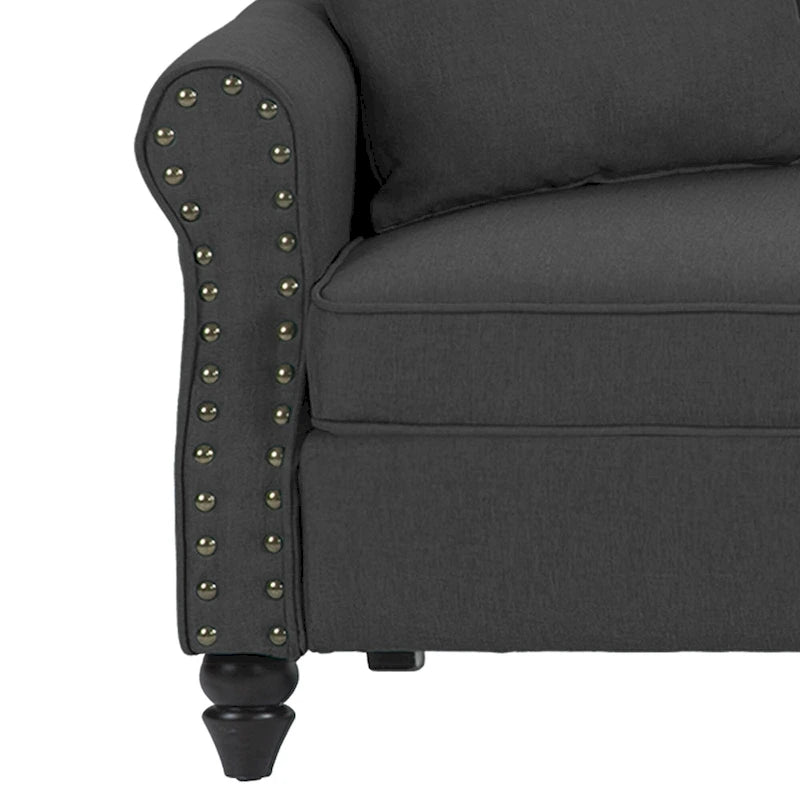Sofa 73" mit Nagelkopfbesatz & gerollten Armlehnen