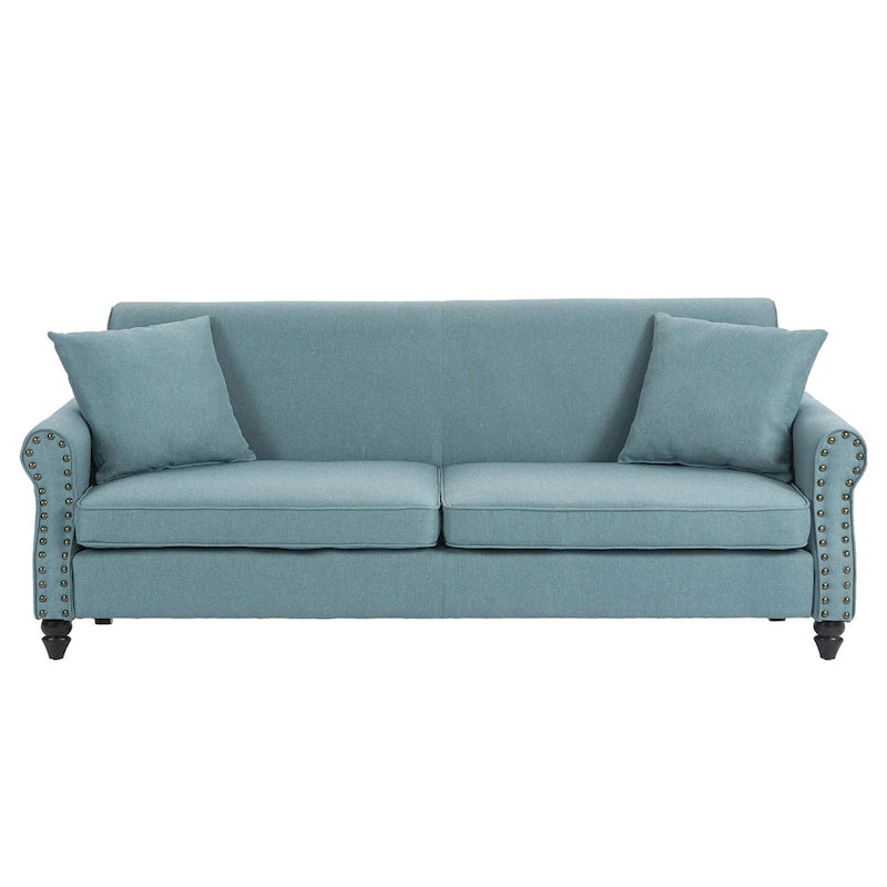 Sofa 73" mit Nagelkopfbesatz & gerollten Armlehnen