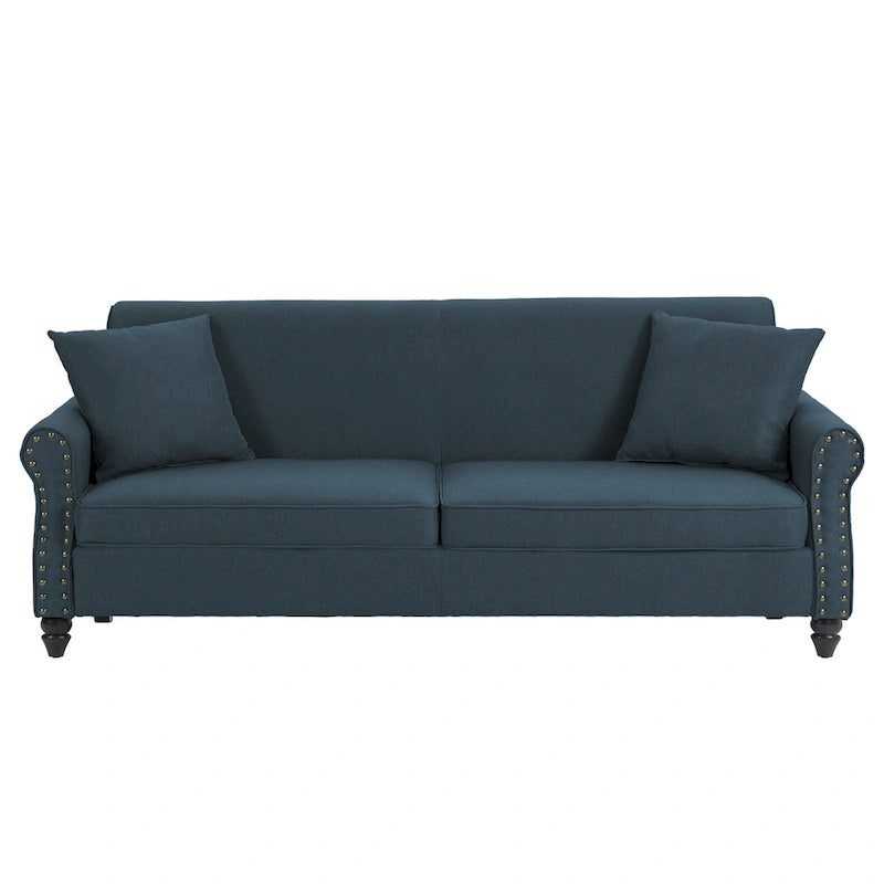 Sofa 73" mit Nagelkopfbesatz & gerollten Armlehnen