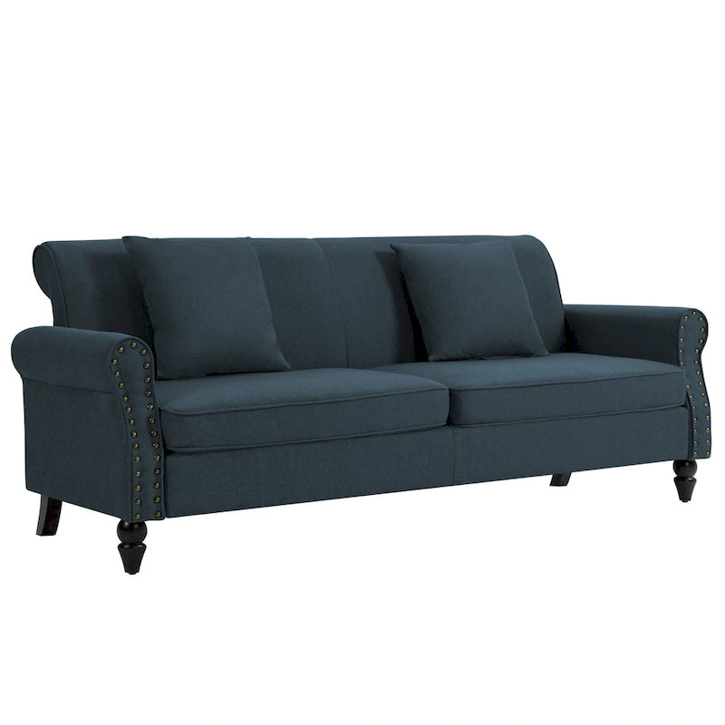 Sofa 73" mit Nagelkopfbesatz & gerollten Armlehnen