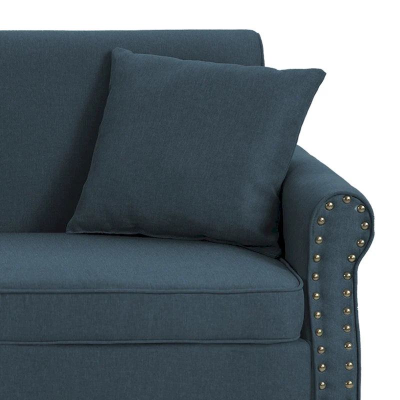 Sofa 73" mit Nagelkopfbesatz & gerollten Armlehnen