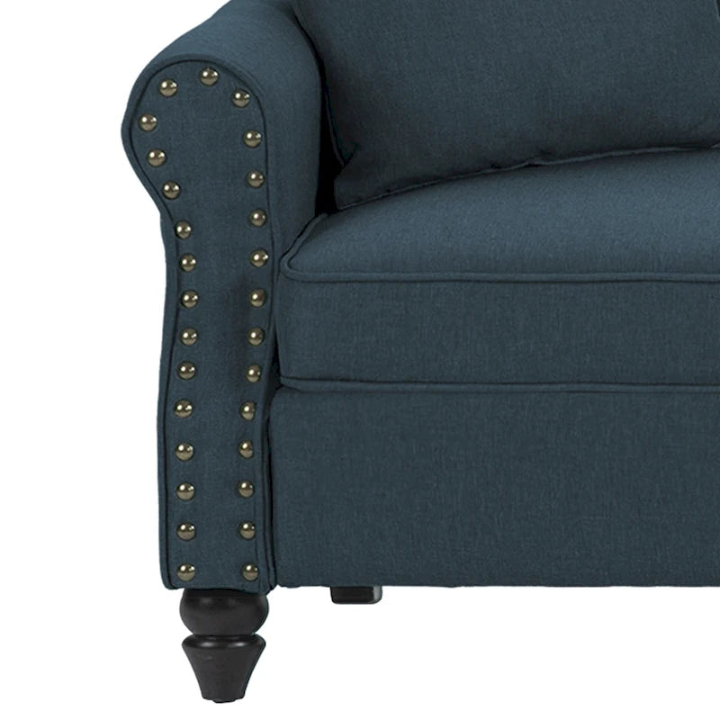 Sofa 73" mit Nagelkopfbesatz & gerollten Armlehnen