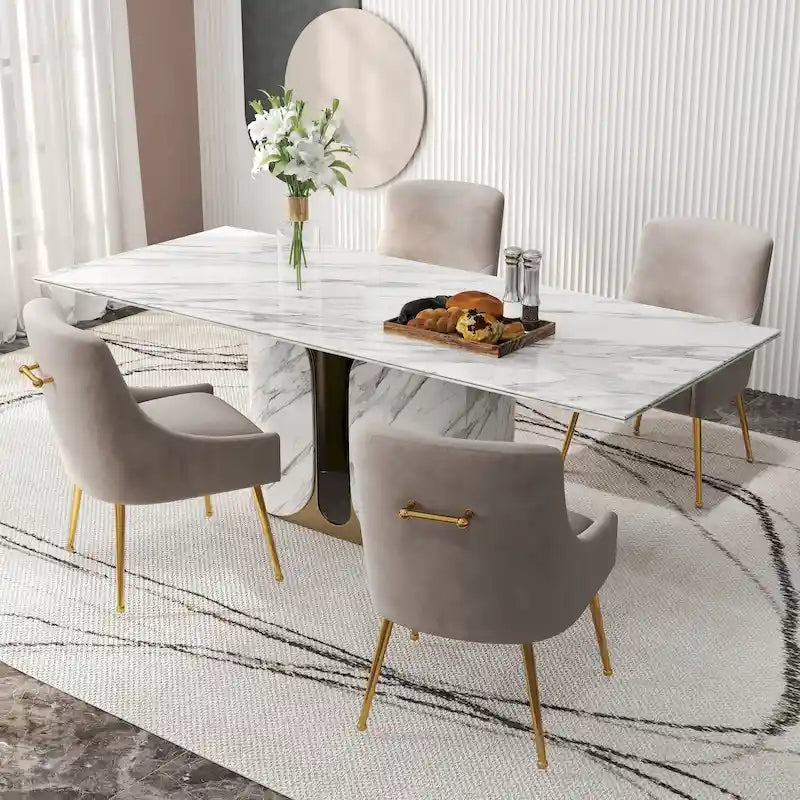 Ensemble de 4 chaises de salle à manger rembourrées en velours, chaises d'appoint sans accoudoirs