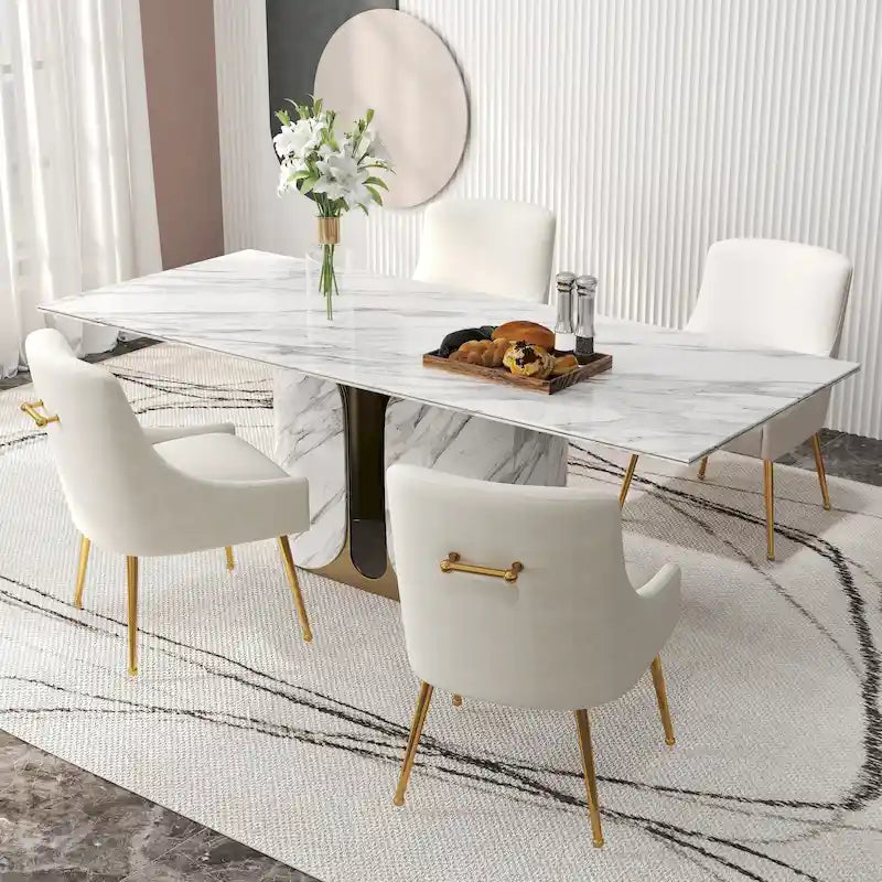 Juego de 4 sillas de comedor tapizadas de terciopelo, silla lateral sin brazos