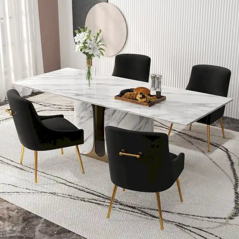 Ensemble de 4 chaises de salle à manger rembourrées en velours, chaises d'appoint sans accoudoirs