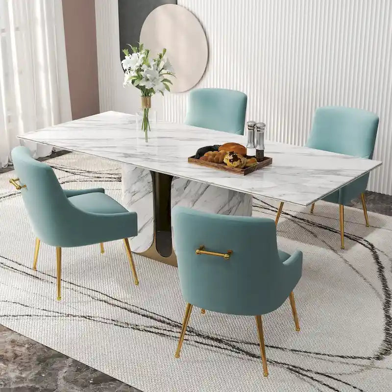 Ensemble de 4 chaises de salle à manger rembourrées en velours, chaises d'appoint sans accoudoirs