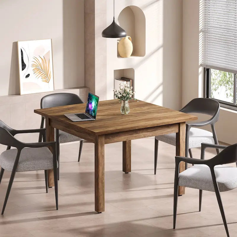 39.4 Inches Square Conference Table with Solid Wood Legs for Meeting Room
