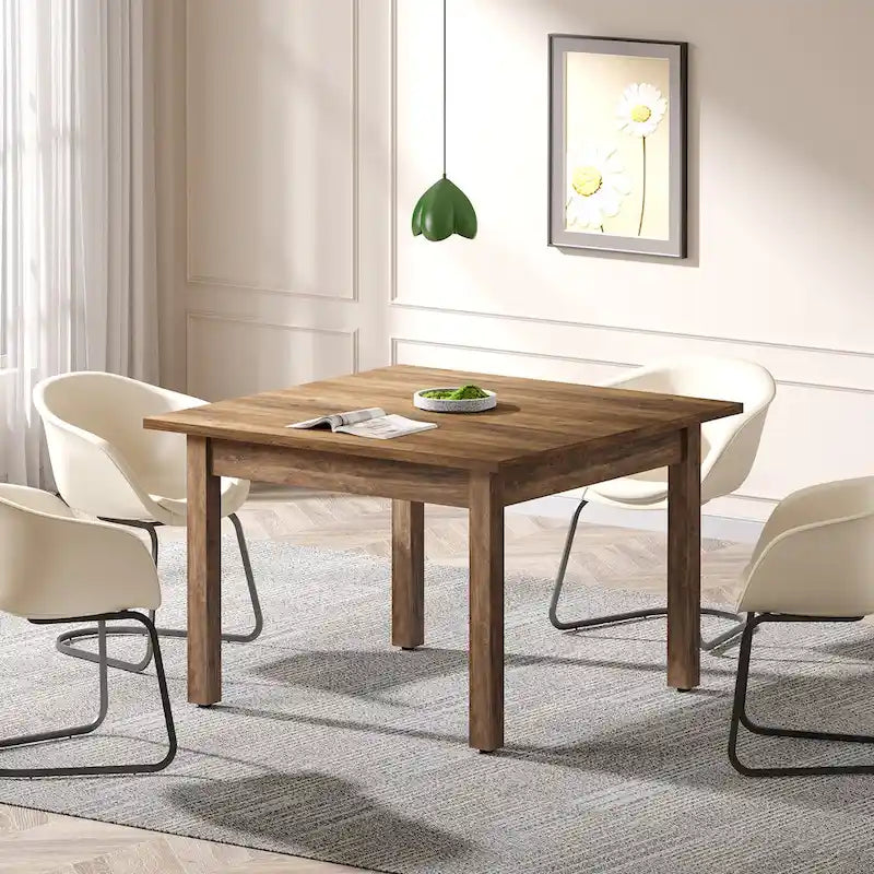 Mesa de conferencias cuadrada de 39.4 pulgadas con patas de madera maciza