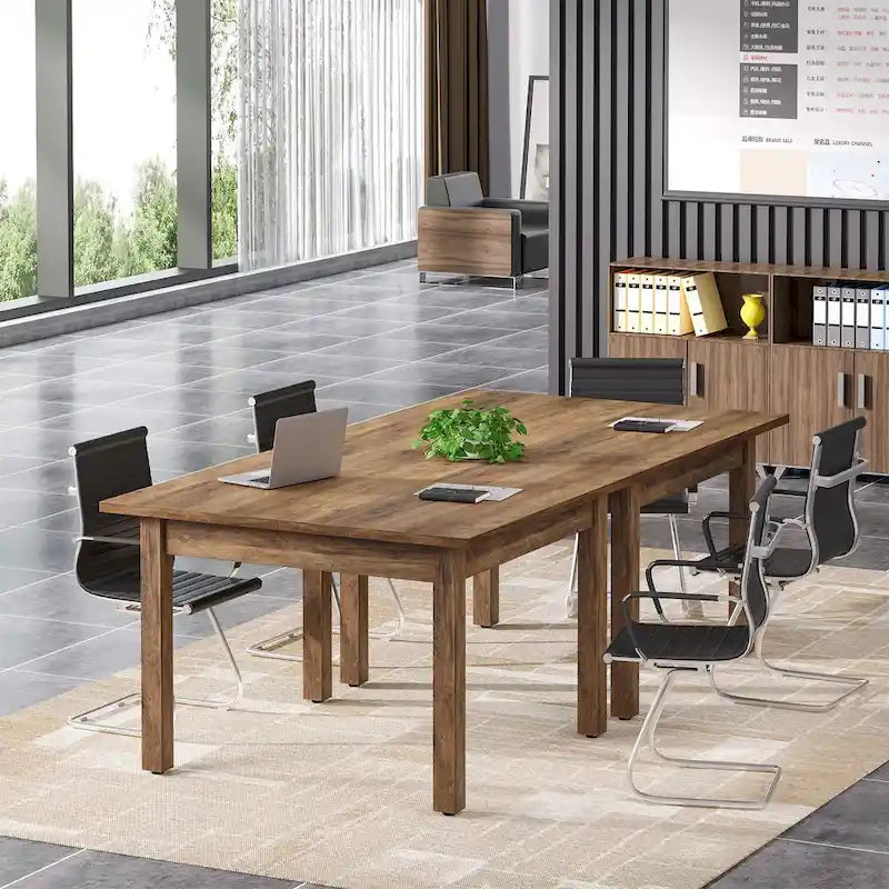 Mesa de conferencias cuadrada de 39.4 pulgadas con patas de madera maciza