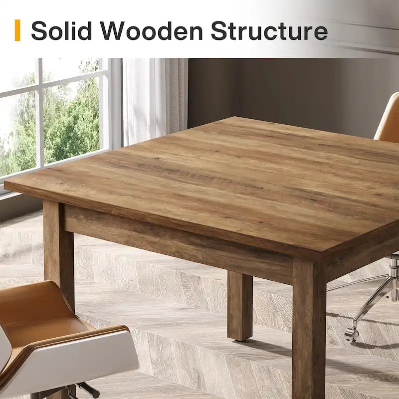 Mesa de conferencias cuadrada de 39.4 pulgadas con patas de madera maciza