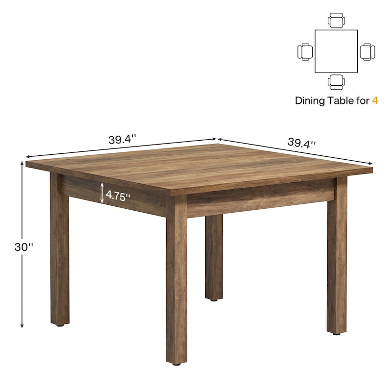 Mesa de conferencias cuadrada de 39.4 pulgadas con patas de madera maciza