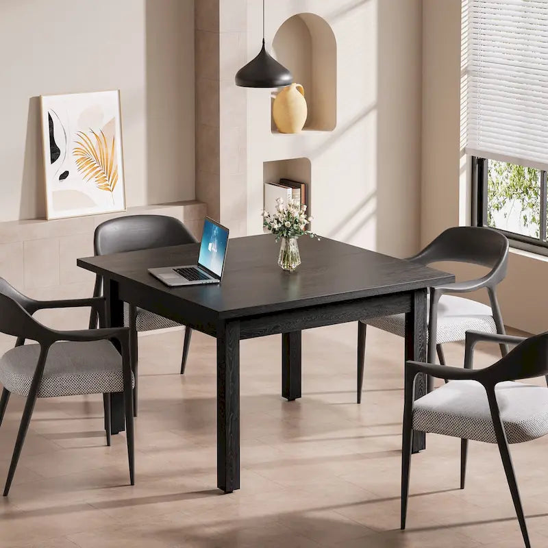 Mesa de conferencias cuadrada de 39.4 pulgadas con patas de madera maciza