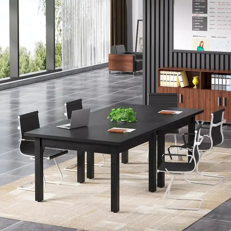 Mesa de conferencias cuadrada de 39.4 pulgadas con patas de madera maciza