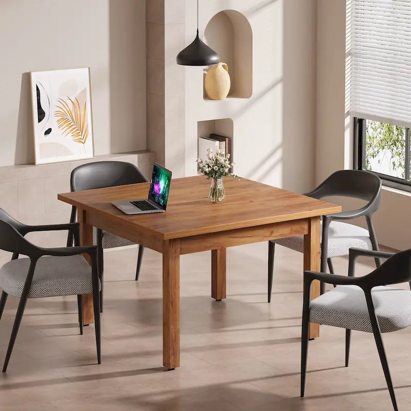 Mesa de conferencias cuadrada de 39.4 pulgadas con patas de madera maciza