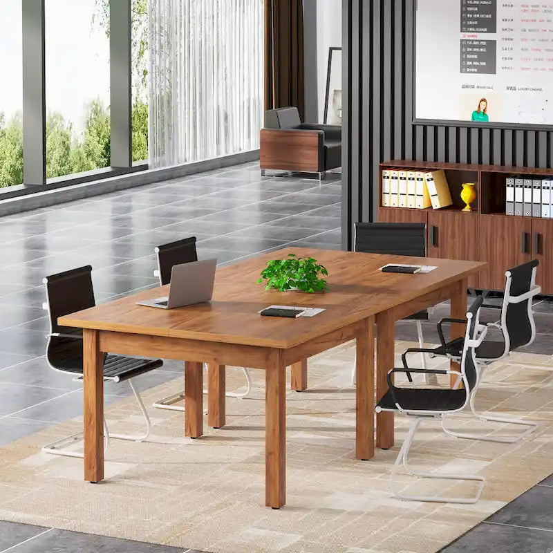 Mesa de conferencias cuadrada de 39.4 pulgadas con patas de madera maciza
