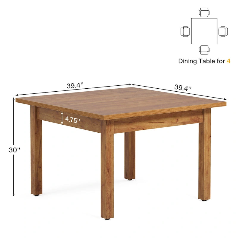 Mesa de conferencias cuadrada de 39.4 pulgadas con patas de madera maciza