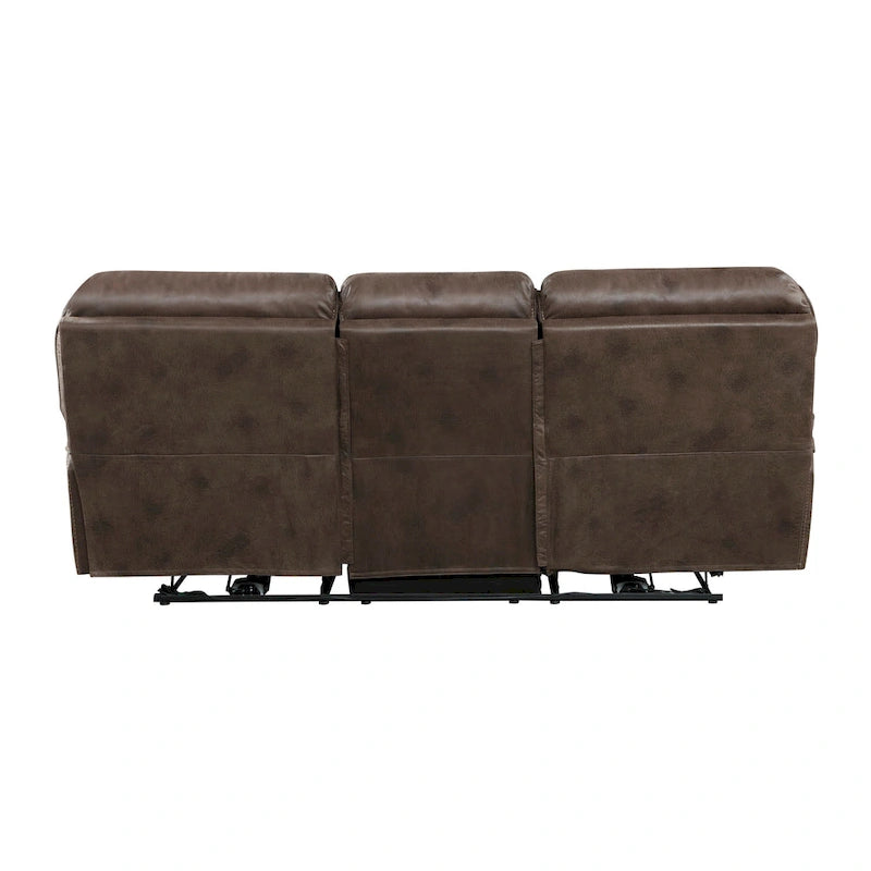Sofá reclinable doble eléctrico de 90 pulgadas, puerto de carga USB, microfibra marrón