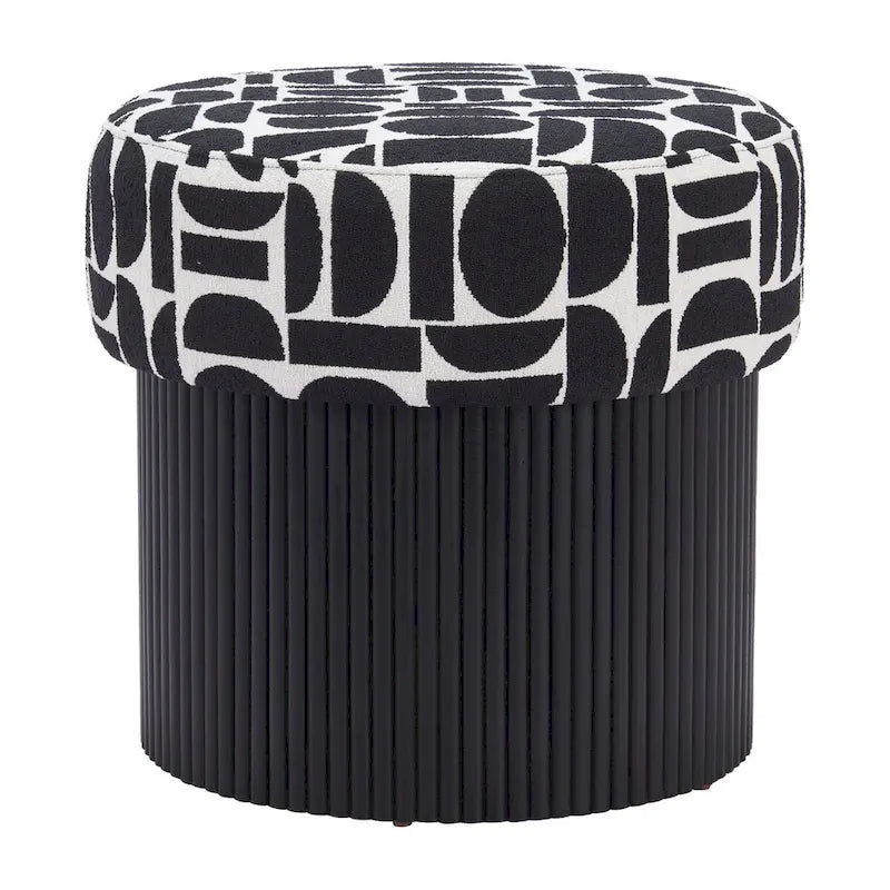 Puf con almacenamiento negro y blanco