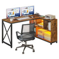 55" Reversible L-Shaped Desk with Storage Shelves & Corner Gaming Setup