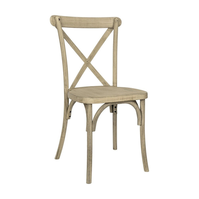 Silla de estilo madera de resina de grado comercial para interior/exterior con respaldo cruzado