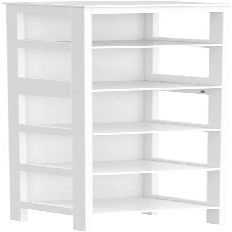 Armario alto blanco para baño con estantes y cajones